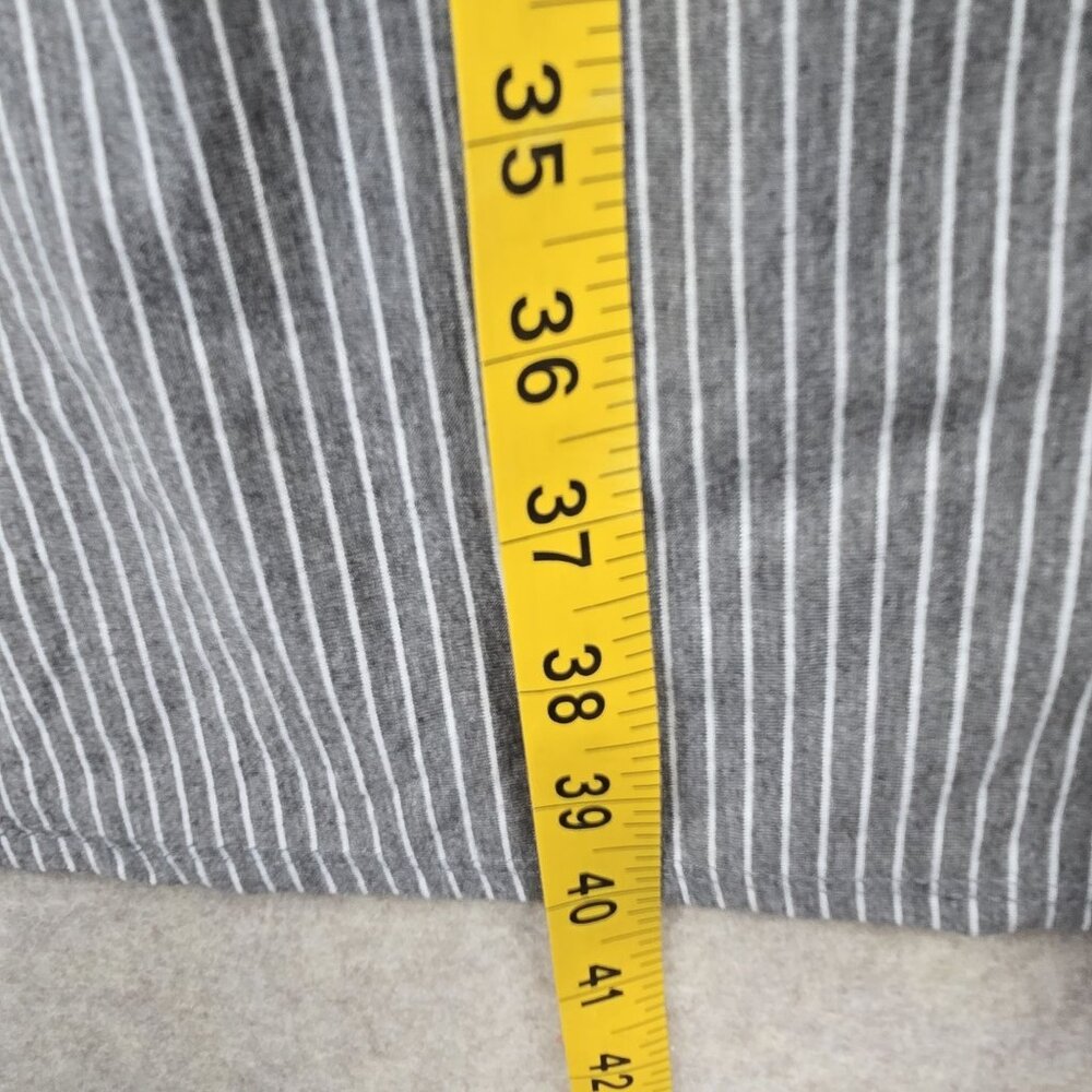 Ces Femme Womens Striped Gray Midi Belted  Small Dress Cotton Blend Stretch - Picture 6 of 6